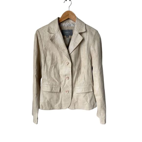 Apt. 9 Beige Metallic Suede Genuine Leather Blazer - Picture 1 of 11